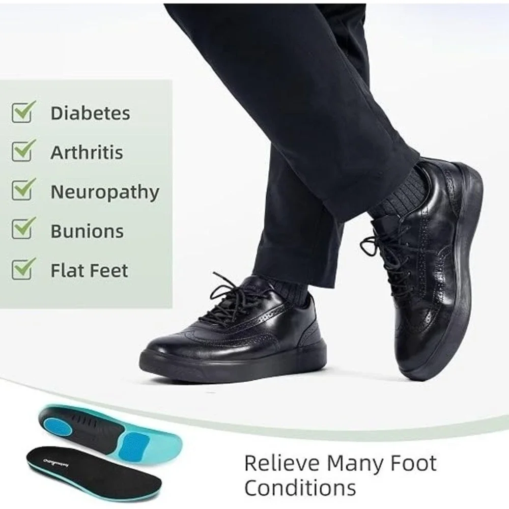 OrthoComfoot Men's Orthopedic Leather Dress Oxford with Arch Support SIZE 14